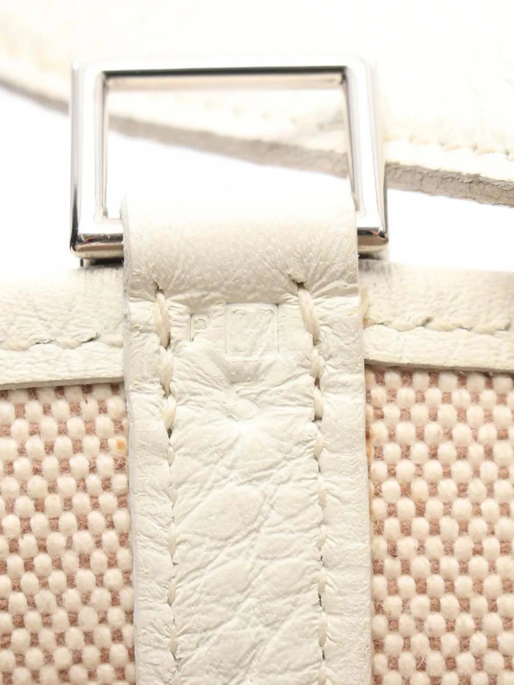 Pre-owned Hermes 2004 Toile And Clemence Picotin 22 Handbag In White