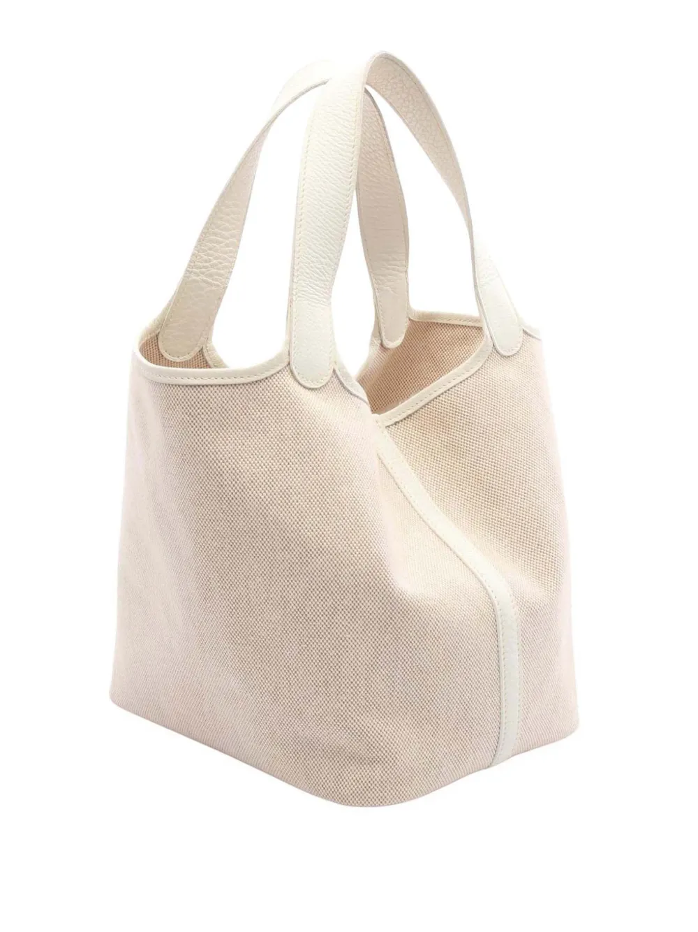 Pre-owned Hermes 2004 Toile And Clemence Picotin 22 Handbag In White