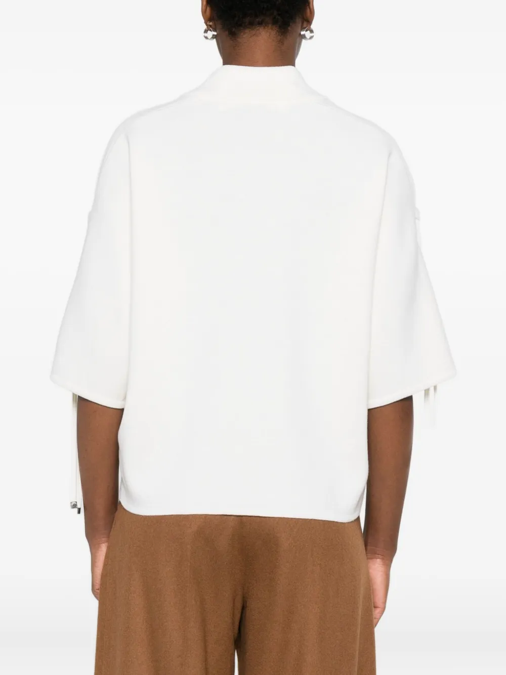 Max Mara Lace-up Drop-shoulder Top In White