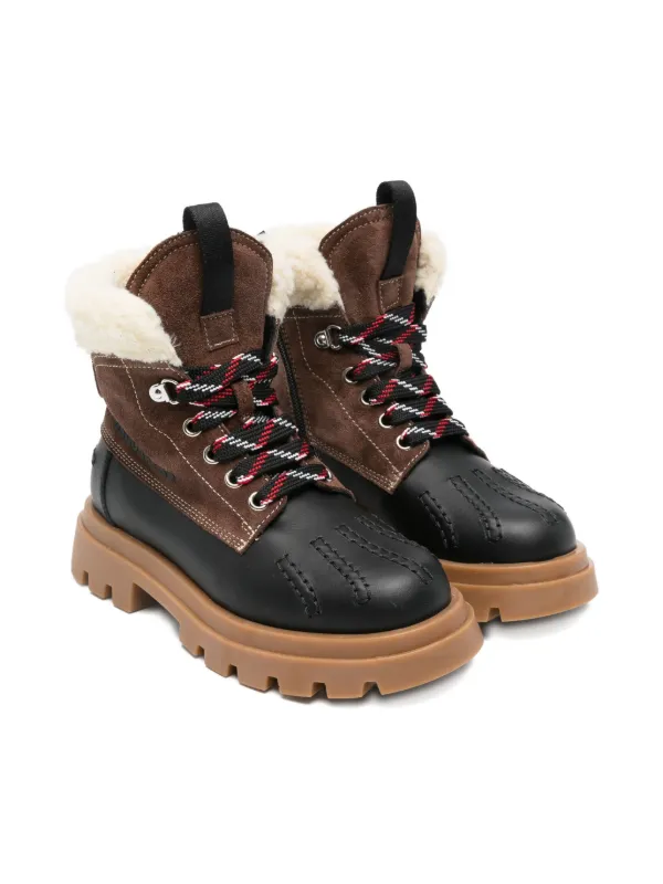 DSQUARED2 KIDS faux-shearling lace-up Boots | Brown | FARFETCH ID