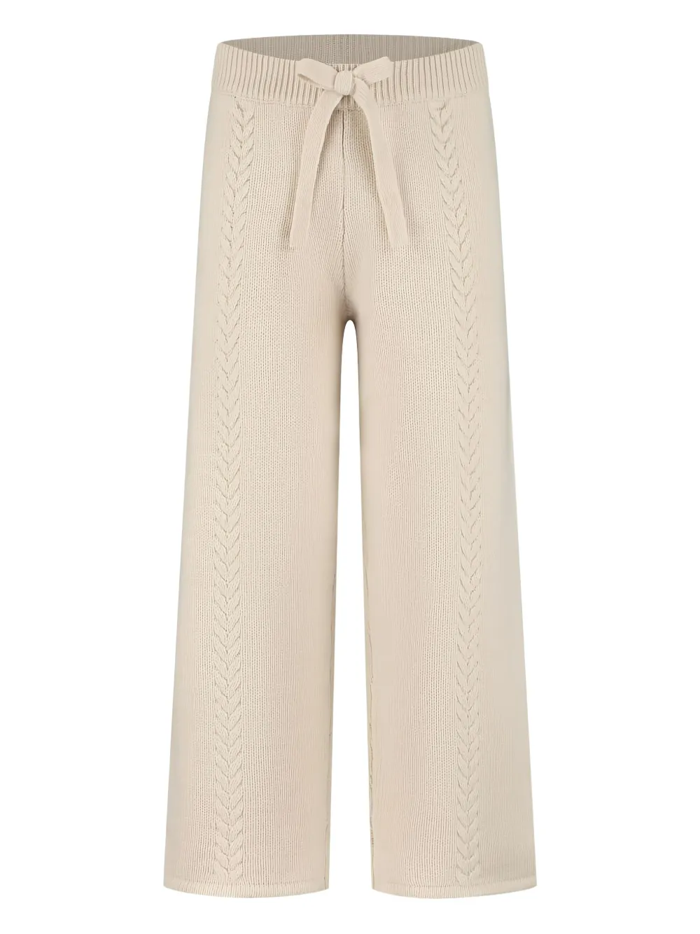 Donsje Cable-knit Drawstring Casual Trousers In Neutral