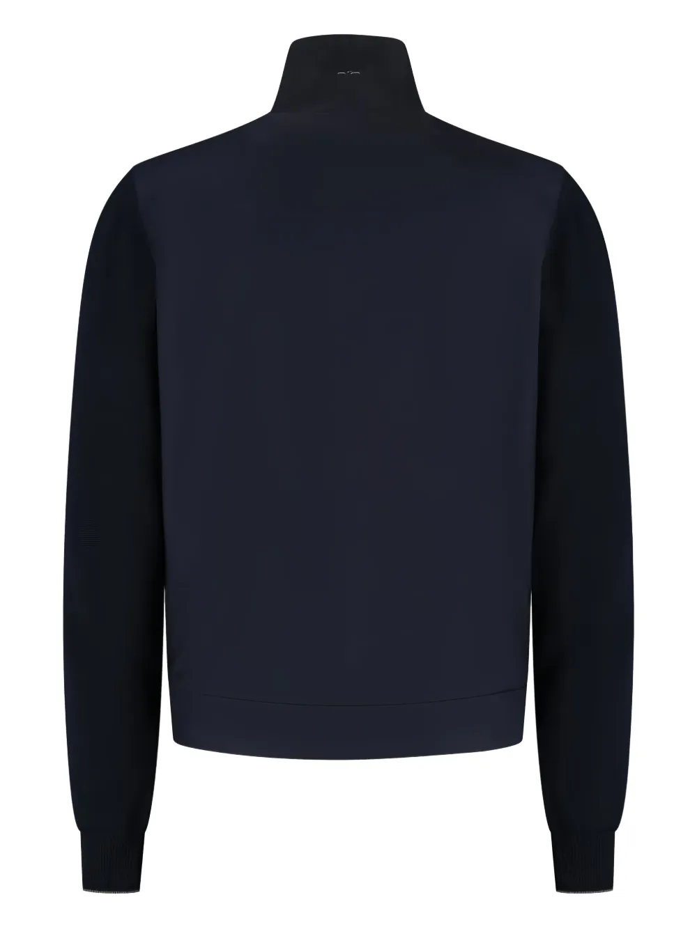 Paul & Shark Knitted-panel Zip-up Jacket In Blue