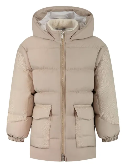 Eleventy Kids herringbone-panel puffer coat