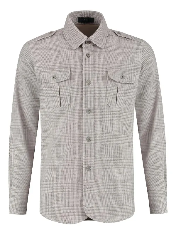 Sease Checked Shirt Jacket in Neutrals