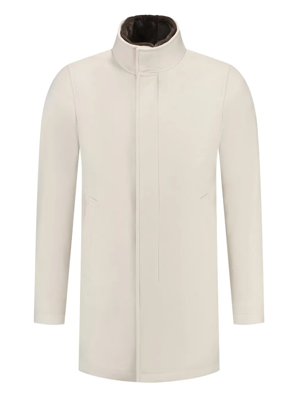 Herno High-neck Wool Coat In Neutral