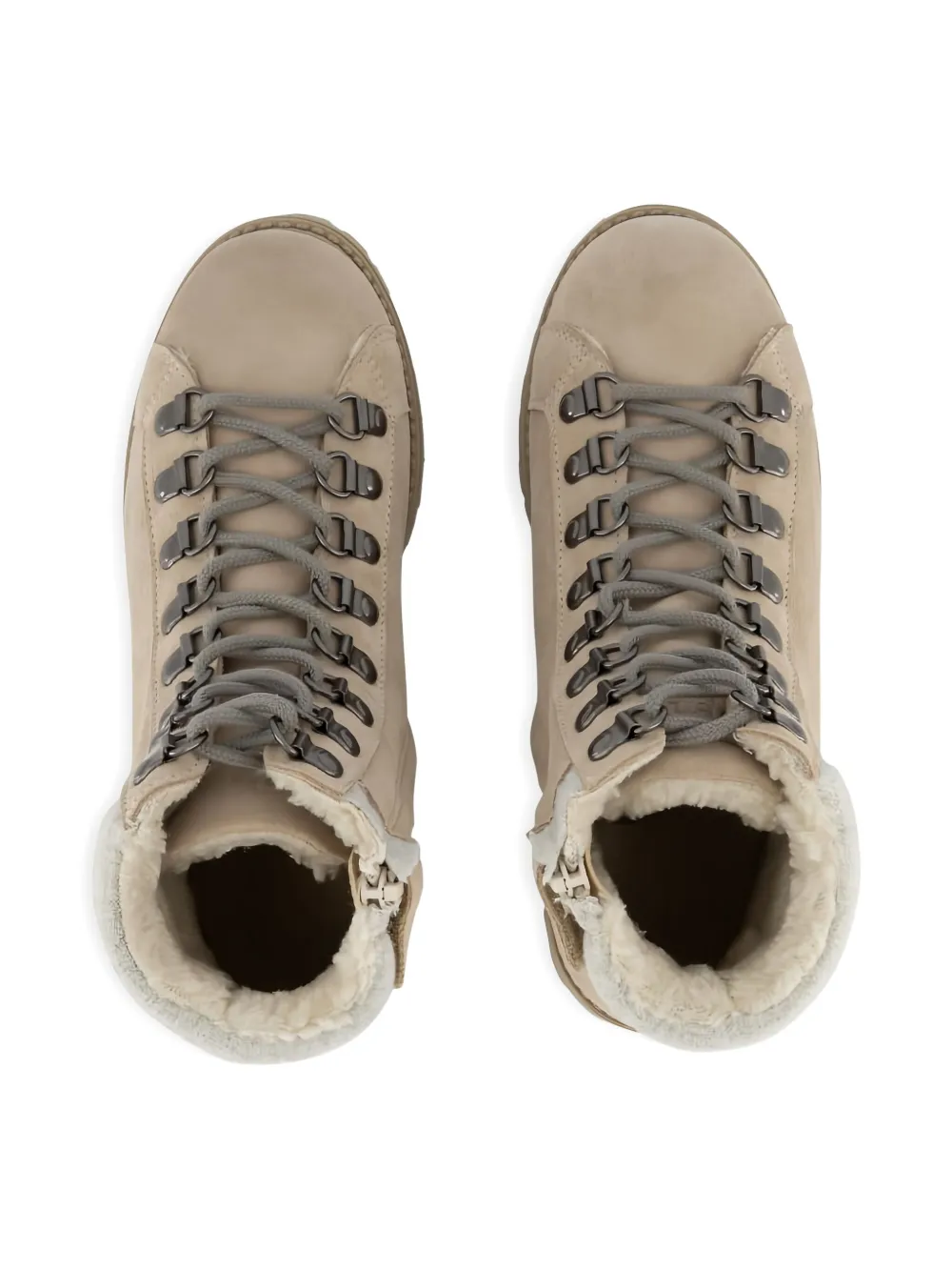 Eleventy Lace-up Shearling Boots In Neutral