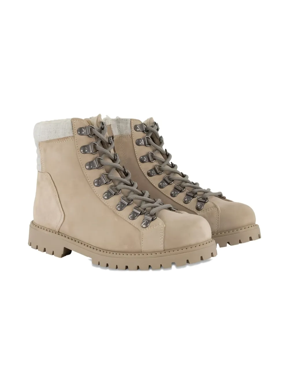 Eleventy Kids lace-up shearling boots Neutrals