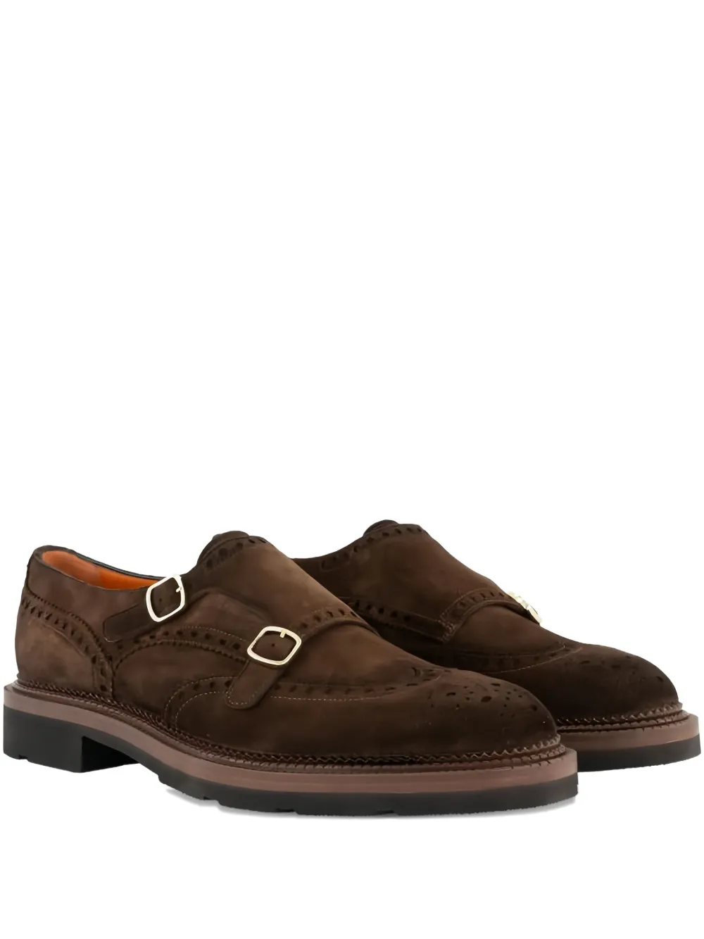 Santoni double-buckles suede monk shoes Bruin