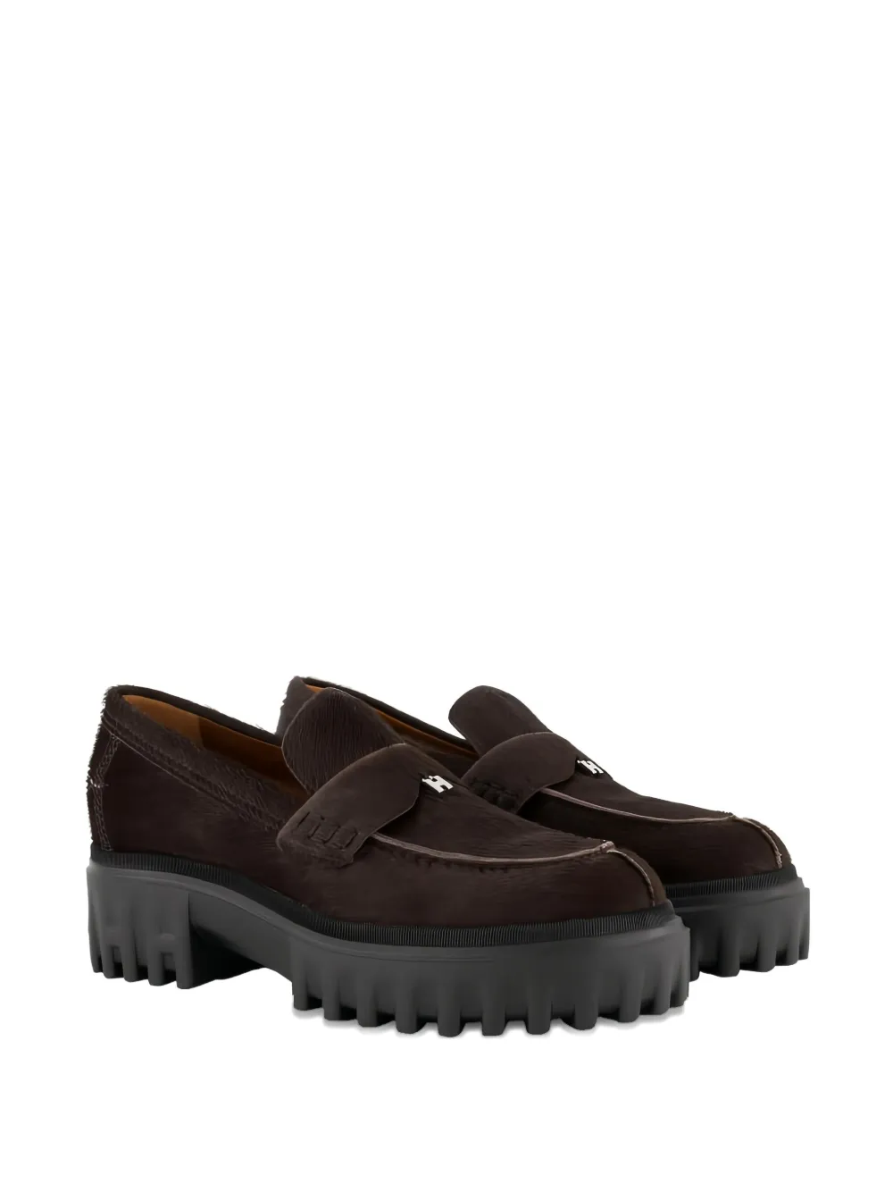 Hogan Suède loafers met plateauzool - Bruin