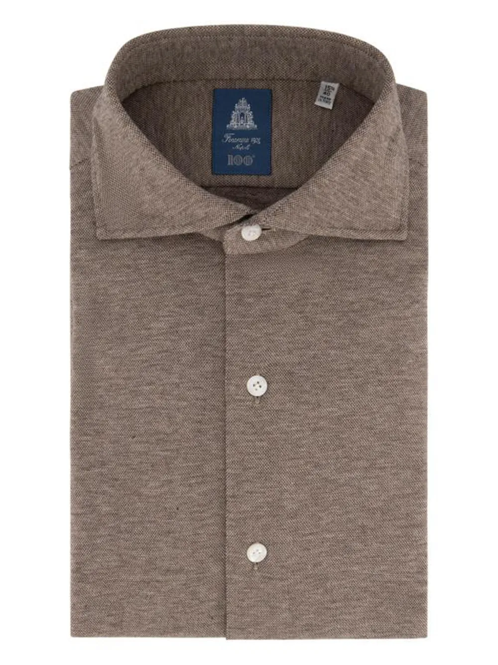 Finamore 1925 Napoli buttoned piqué shirt | Brown | Image 1