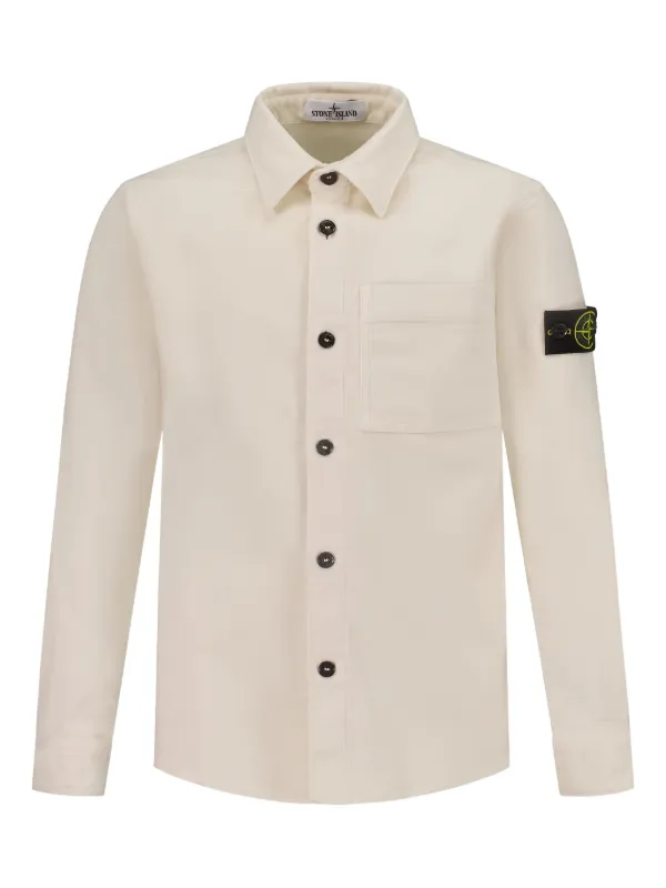 ワイシャツ バッジ Stone Island Junior コンパスバッジ シャツ