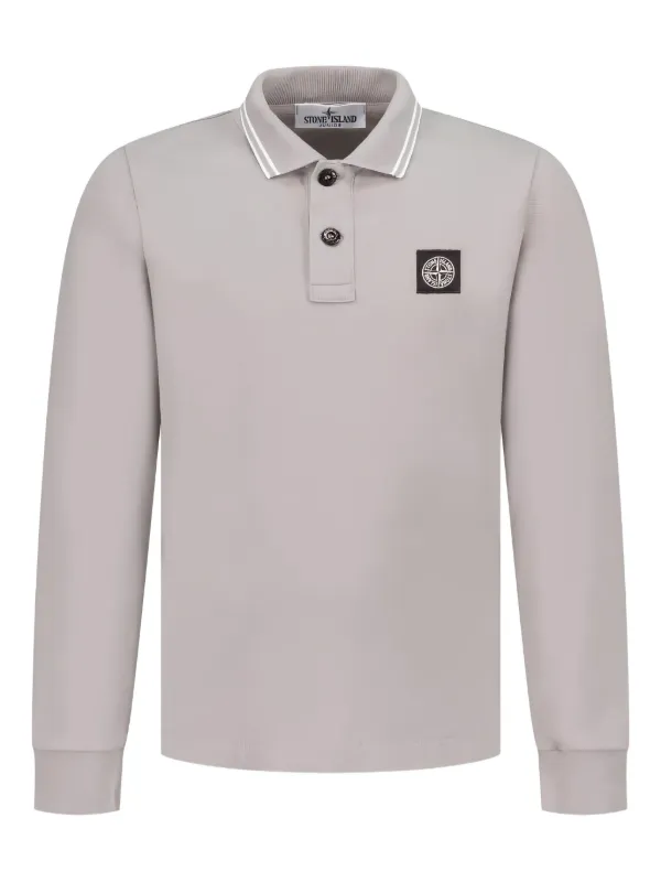 Stone Island Junior long-sleeve Tipped Polo Shirt Grey