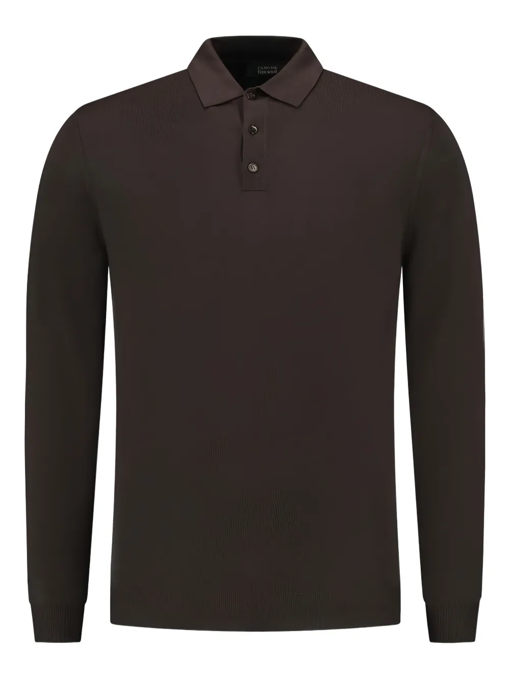 Zanone Long-sleeved Wool Polo Shirt In Brown