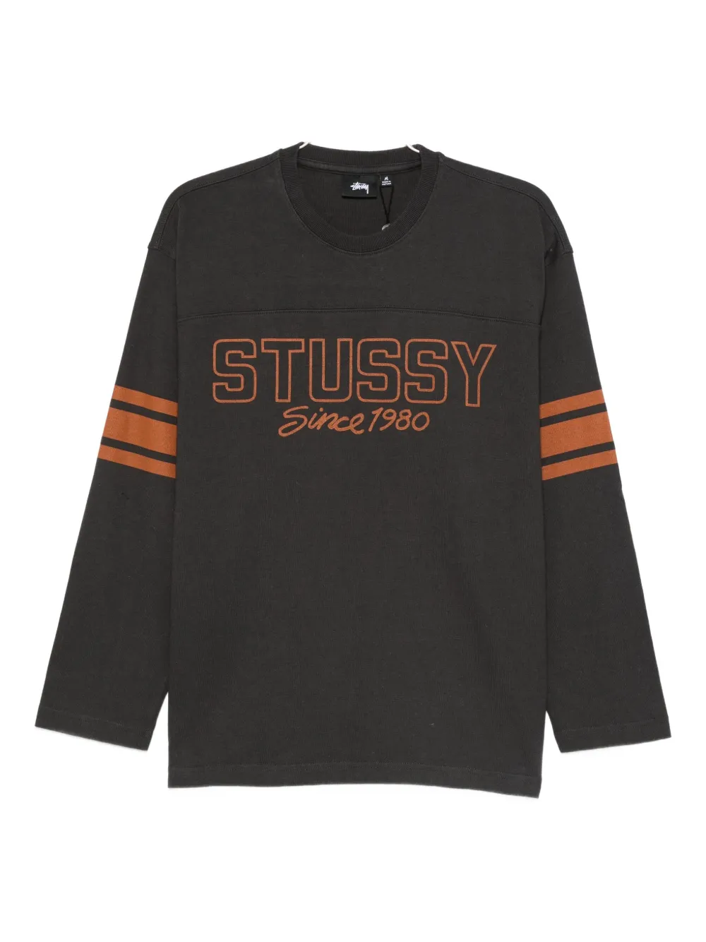 Stussy Logo-print Stripe-detail Sweatshirt In Black