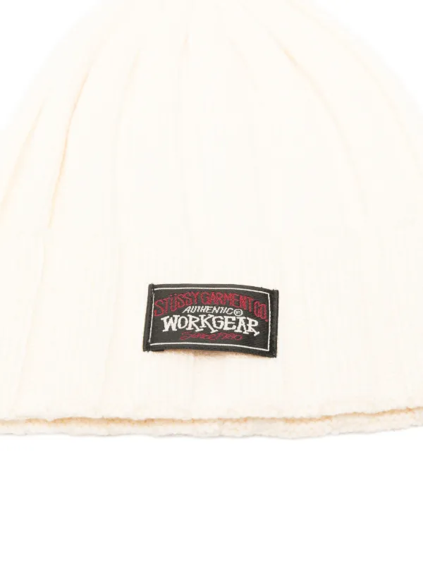 Stüssy Ribbed logo-patch Beanie | Neutrals | FARFETCH