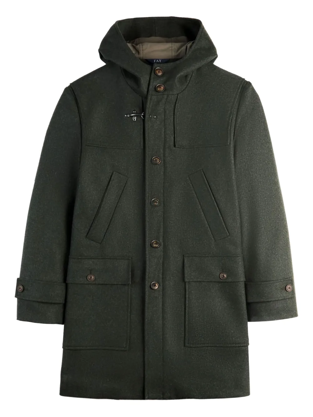 Fay Patch-pocket Single-breasted Coat In Green