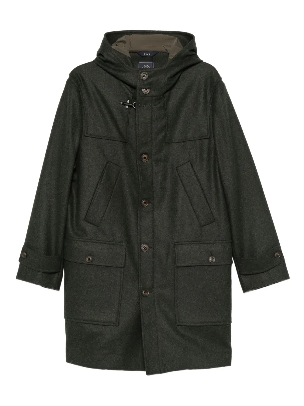 Fay patch-pocket single-breasted coat | Green | Image 1