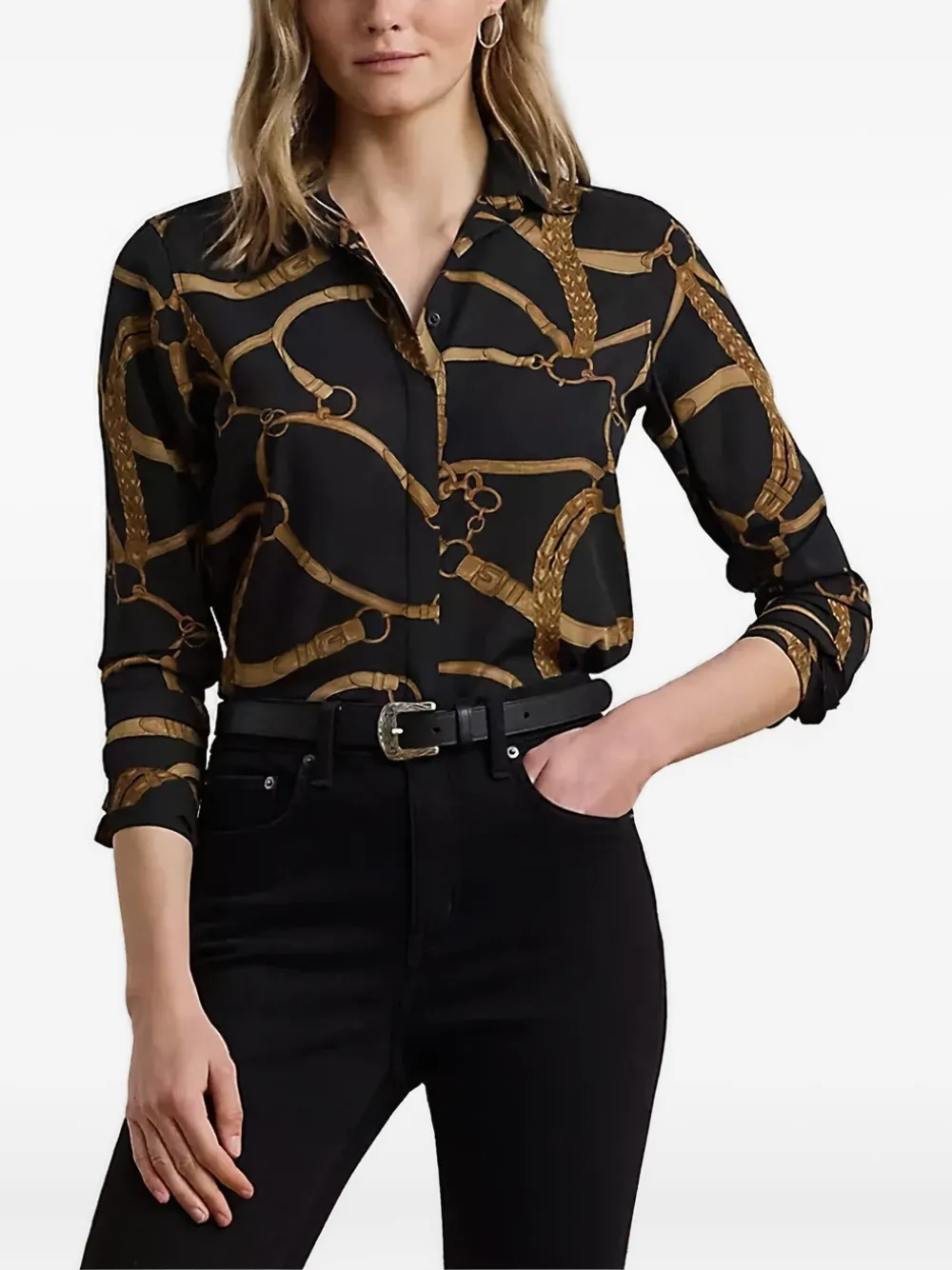 Lauren Ralph Lauren belting-print shirt | Black | Image 1