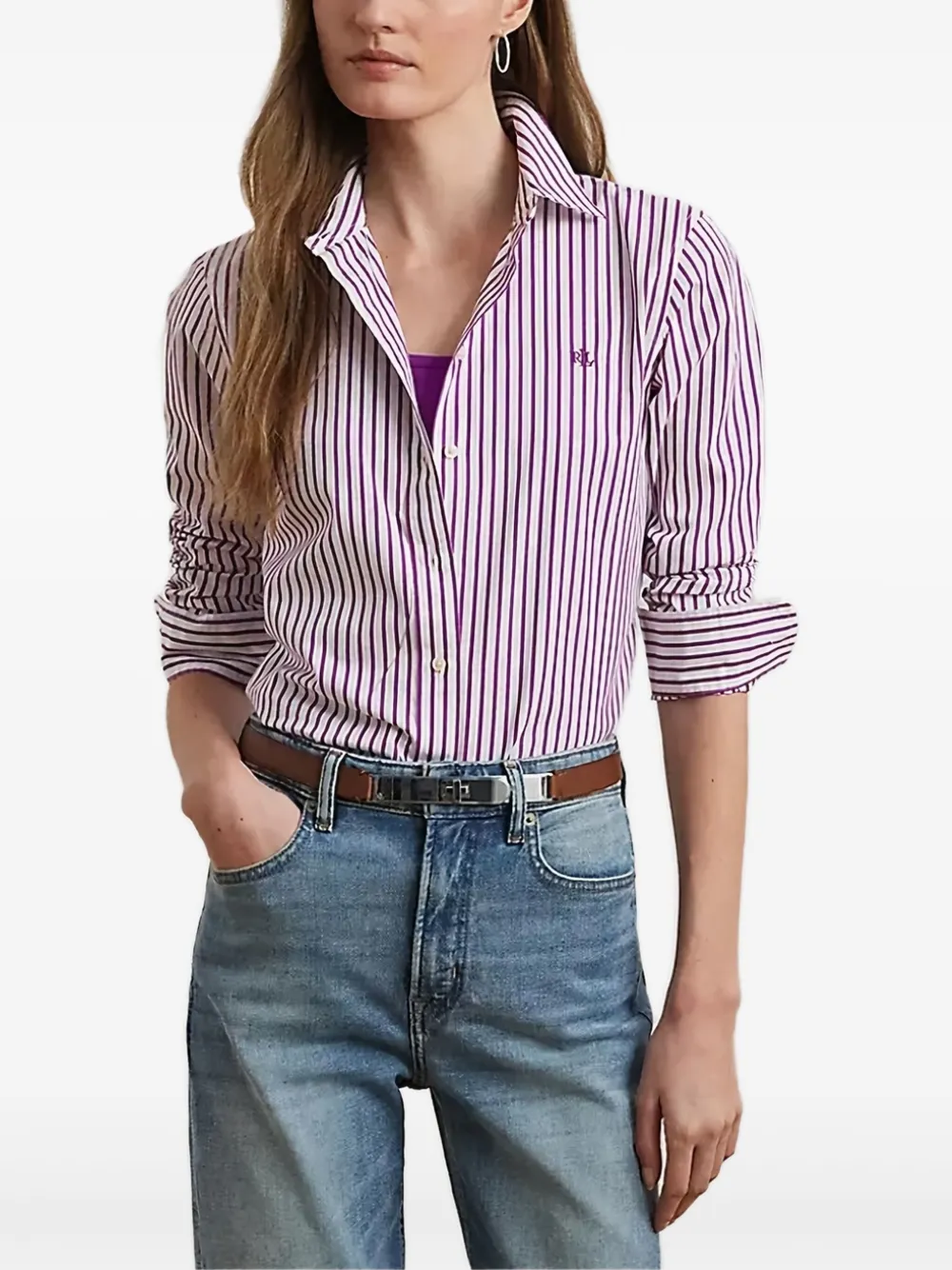 Lauren Ralph Lauren striped long-sleeve shirt | Purple | Image 1