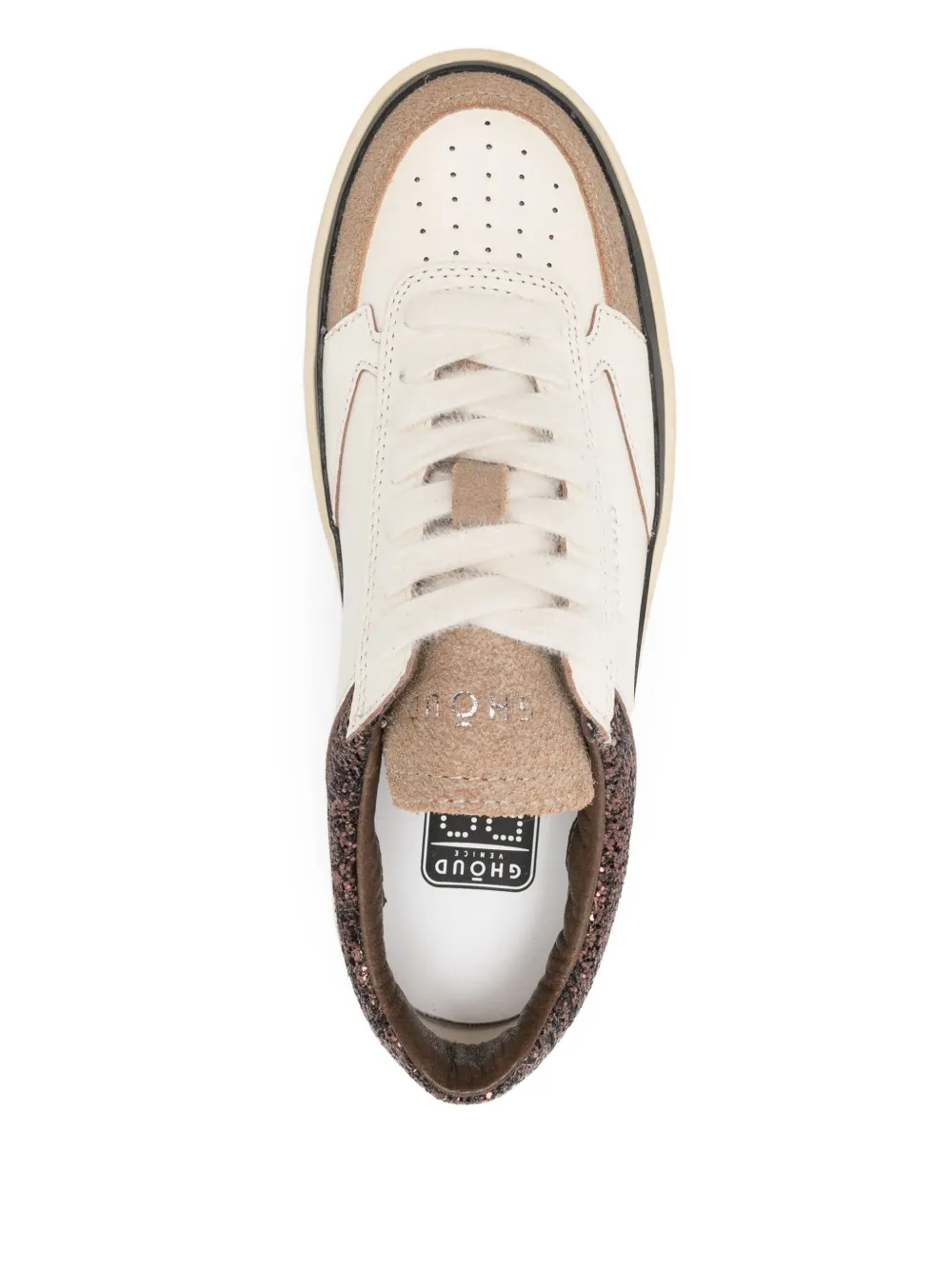 GHŌUD Pads sneakers met vlakken met glitters Beige