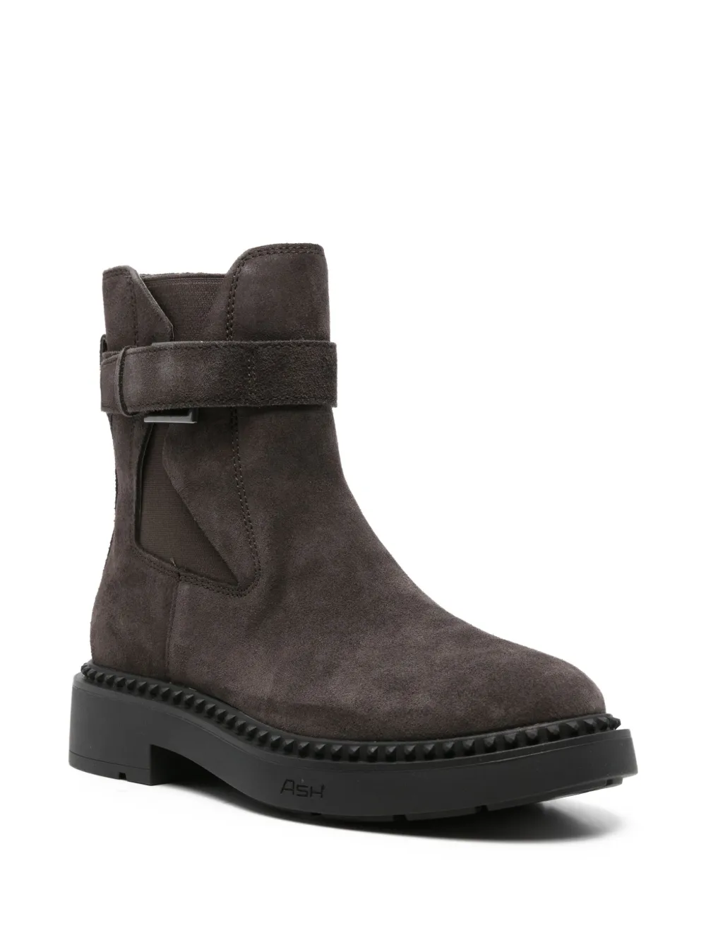 Ash Buckle-strap Suede Boots In Brown