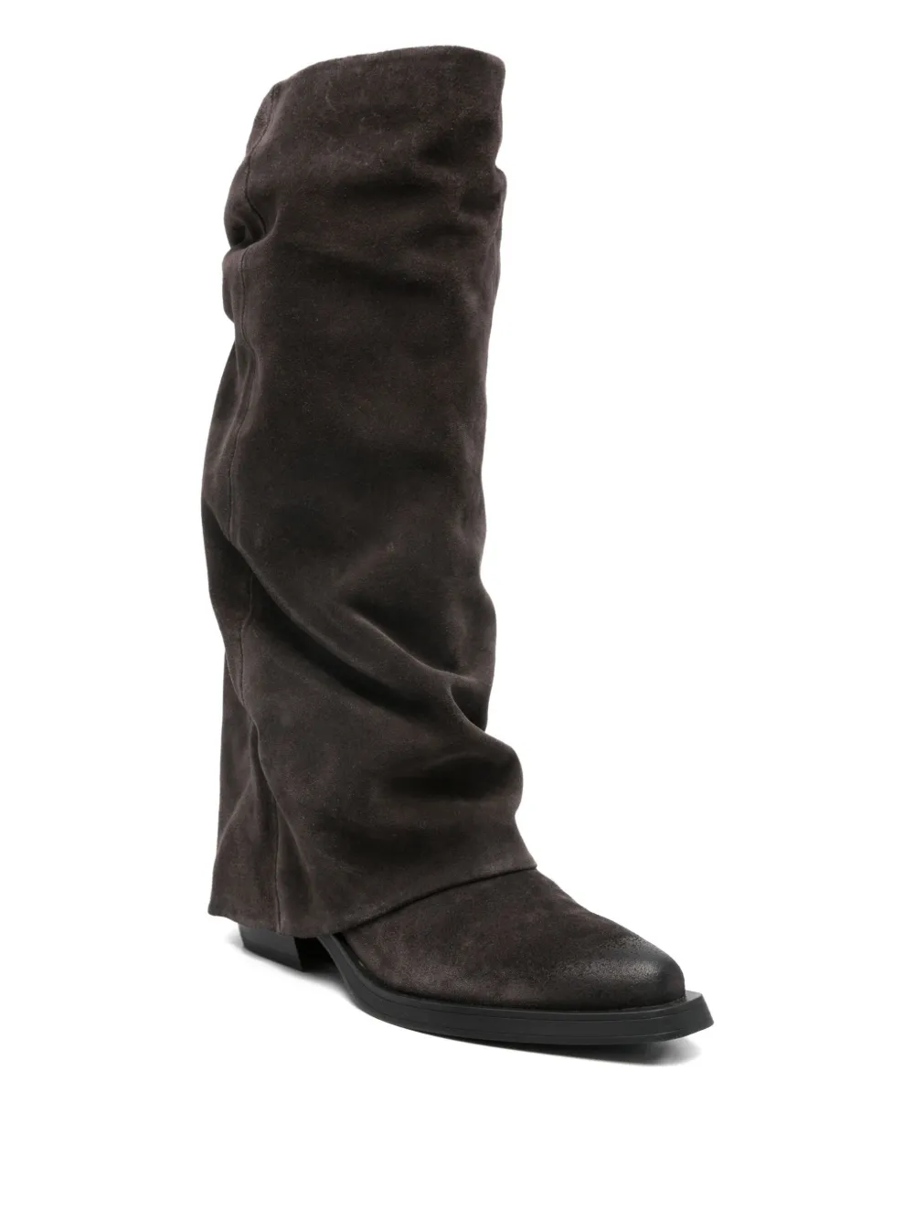 Ash Button-detail Slouch Boots In Brown