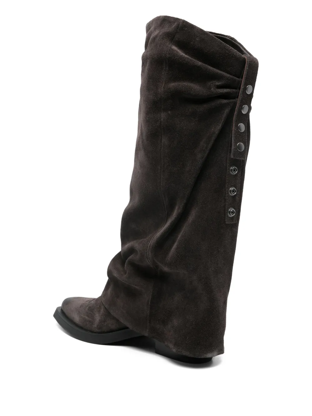 Ash Button-detail Slouch Boots In Brown