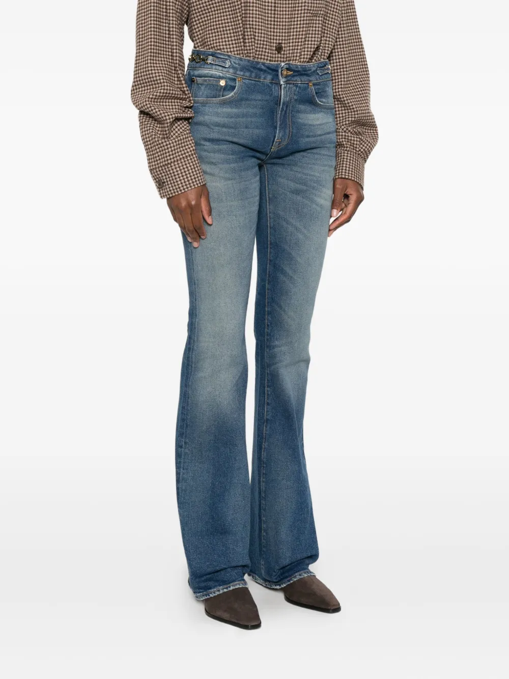 Golden Goose Buckle-embellished Flared Jeans In Blue