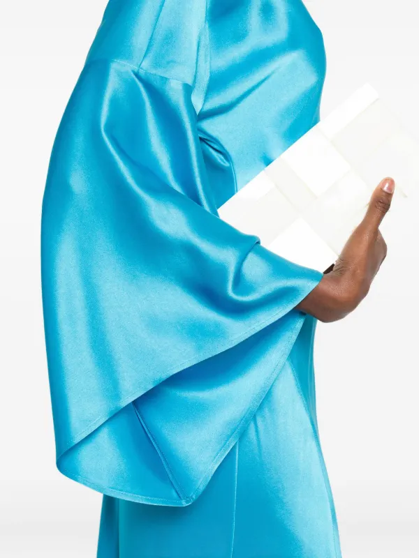 pinko ruched flared dress PINKO flared-sleeve Slit Dress | Blue