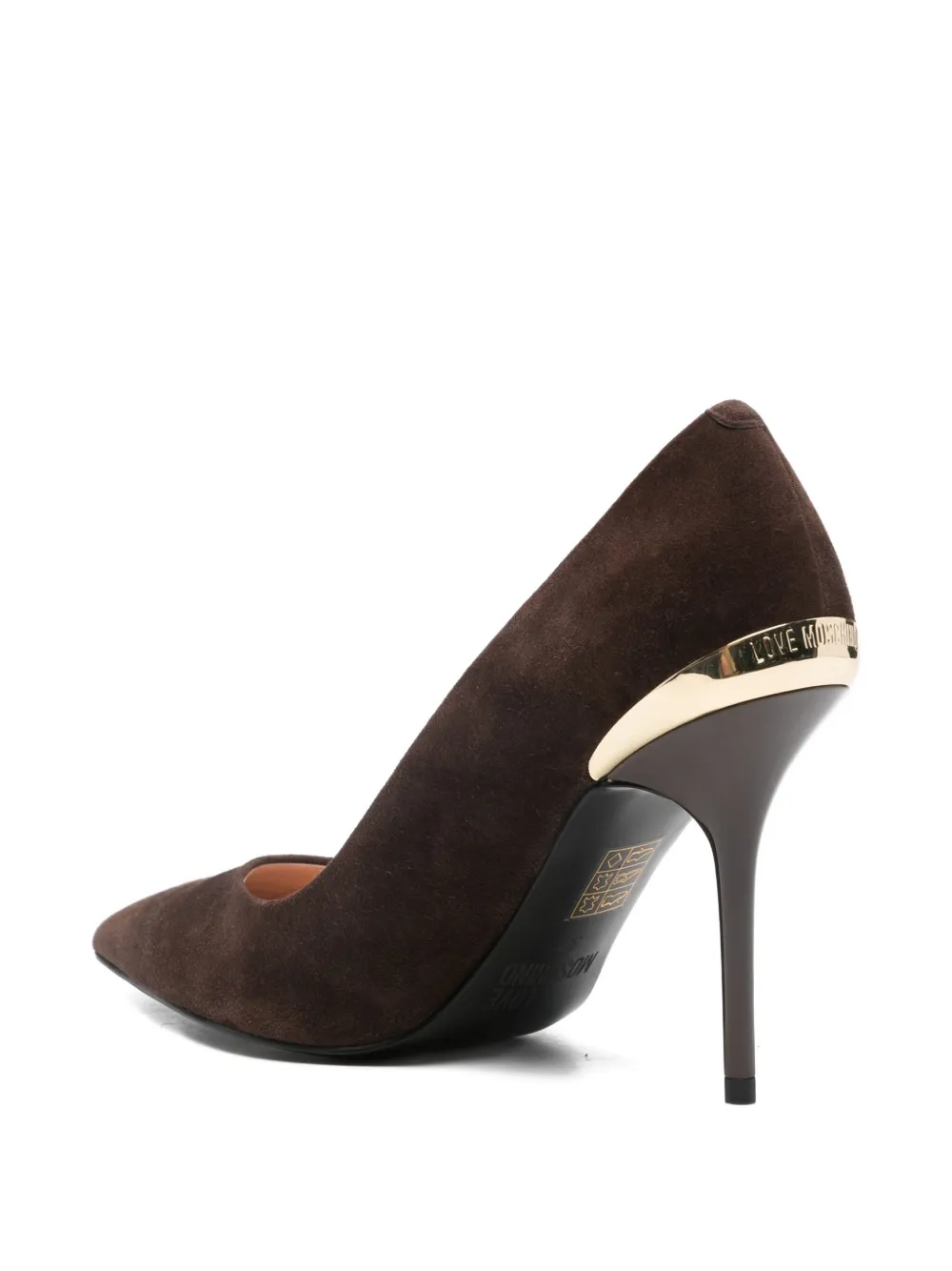 Love Moschino 95mm Pointed-toe Suede Pumps In Brown