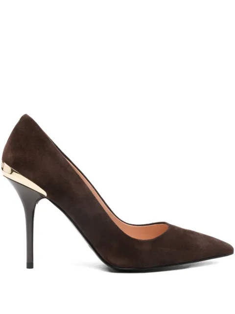 Love Moschino 95mm pointed-toe suede pumps