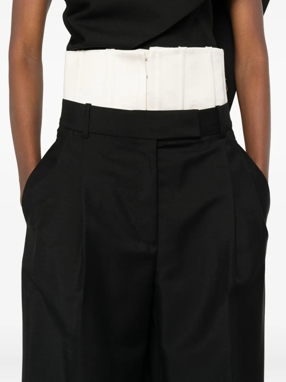 Rohe Layered-effect Pleated Trousers In Black