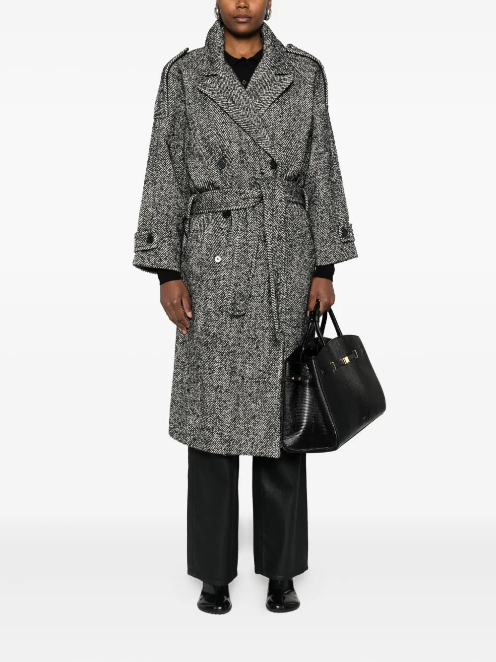PINKO herringbone-pattern belted coat | Double Breasted & Peacoats | Image 2