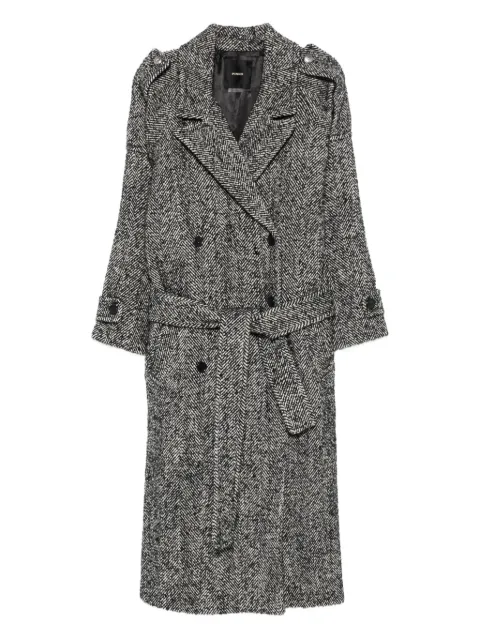 PINKO herringbone-pattern belted coat