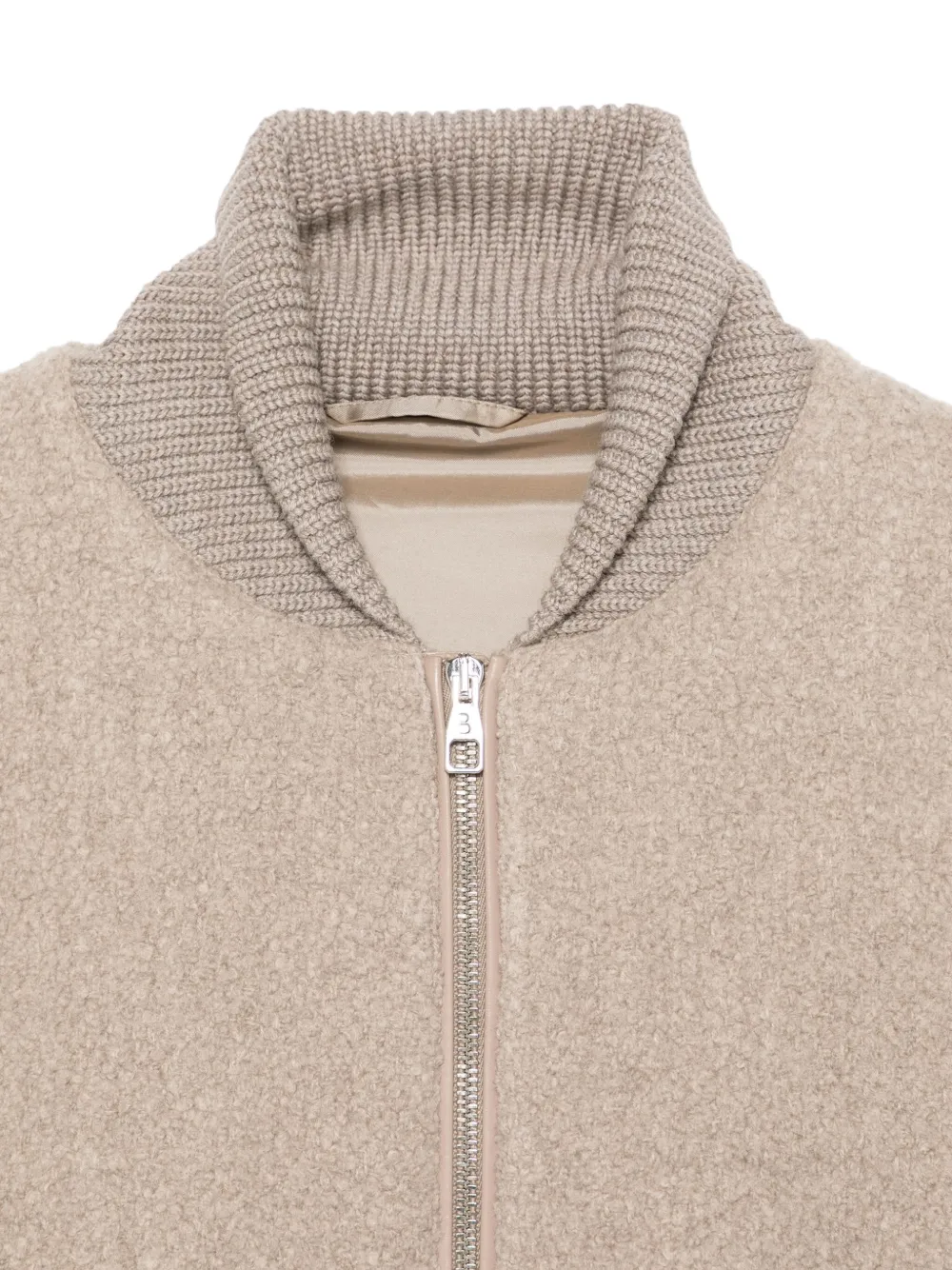 Brett Johnson Band-collar Zip-up Bomber Jacket In Neutral