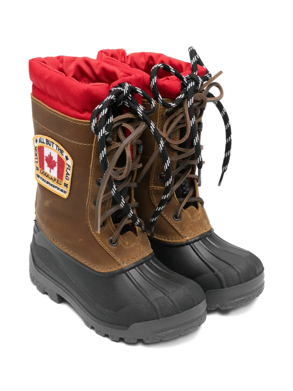 DSQUARED2 KIDS lace-up logo-patch boots | Brown | Image 1