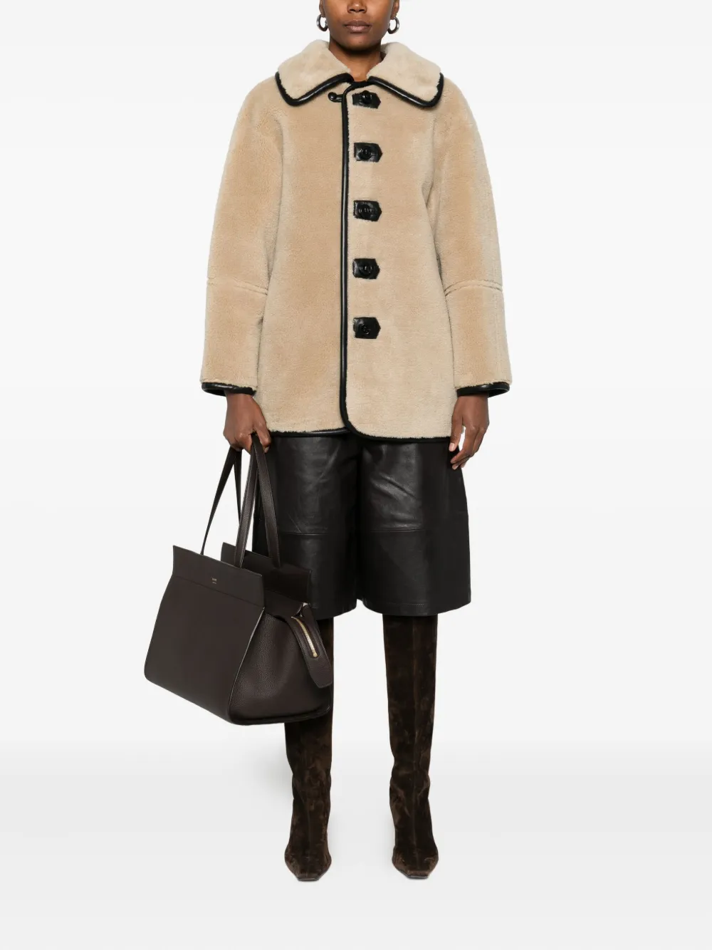 Low Classic contrasting leather-trim jacket | Faux Fur & Shearling Jackets | Image 2