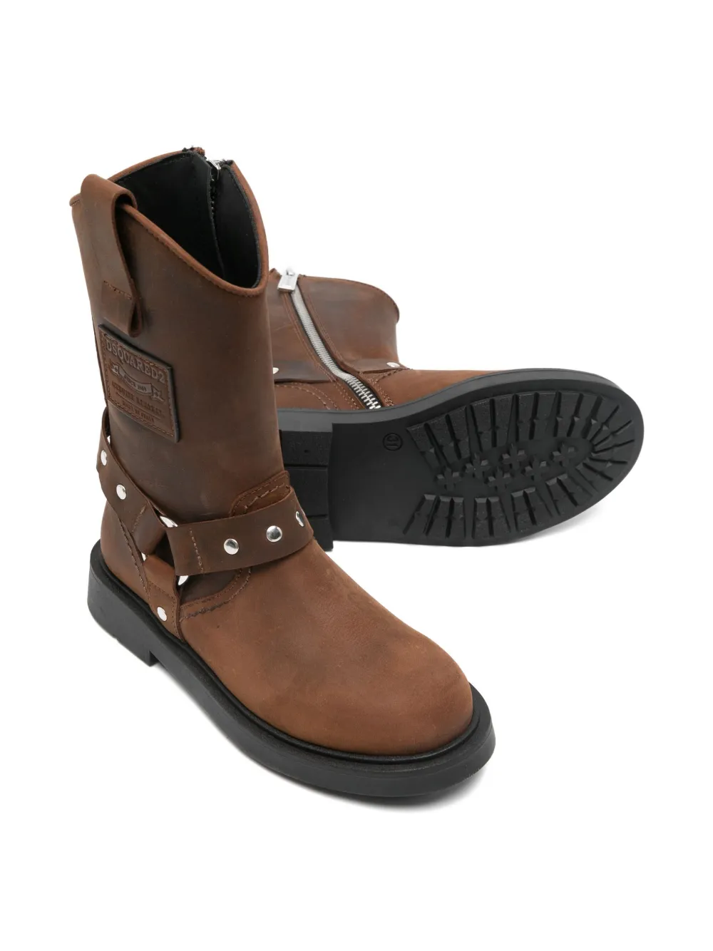 Dsquared2 Studded Harness Ankle Boots In Brown