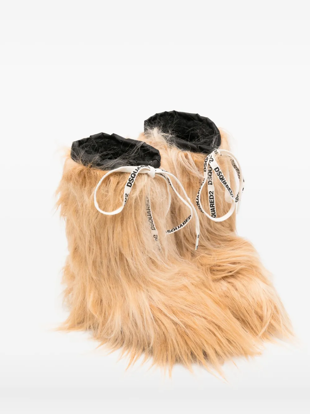 Dsquared2 Faux-fur Lace-up Boots In Neutral