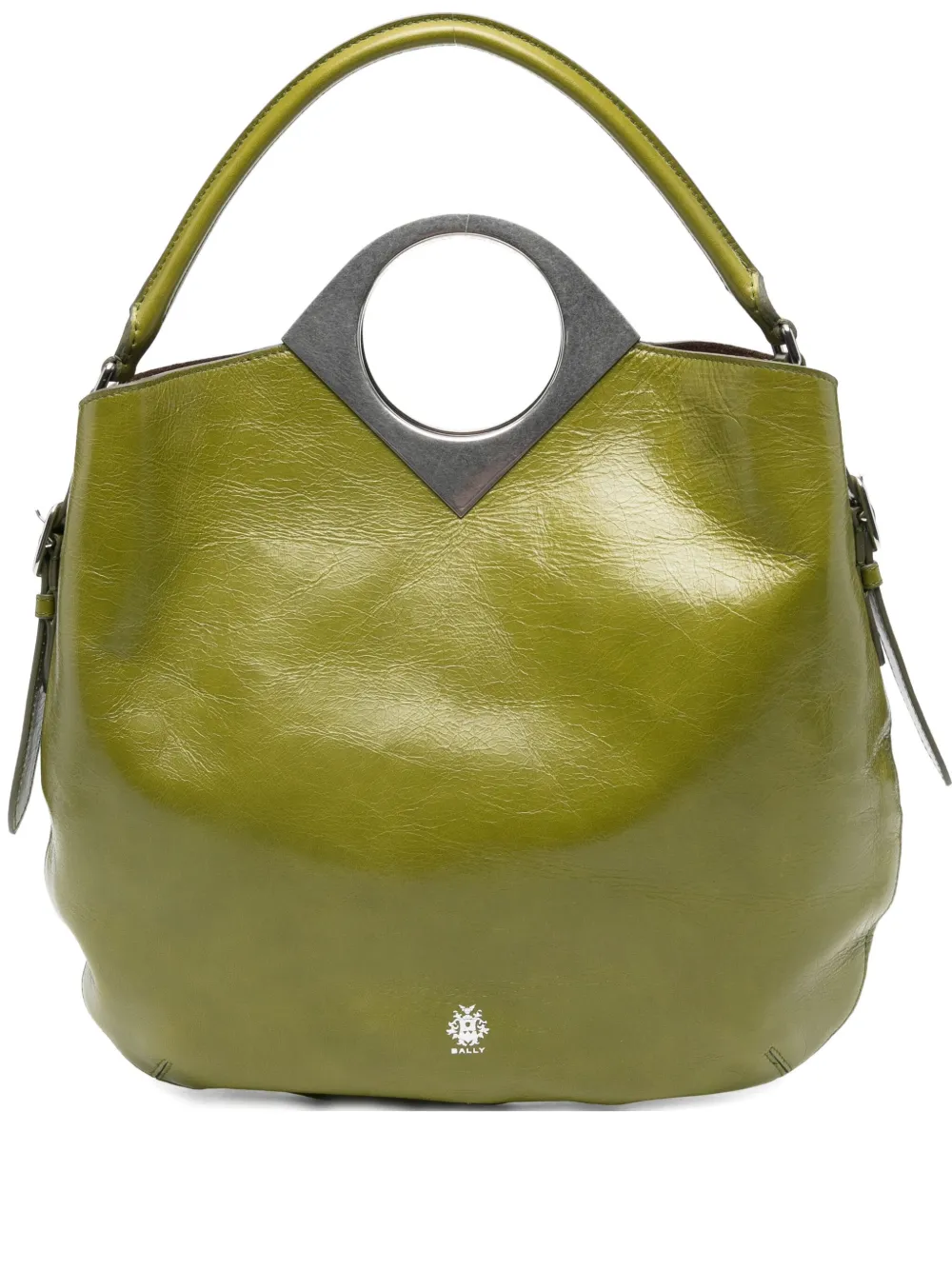 Bally Anni Moon Circular-handle Leather Tote Bag In Green