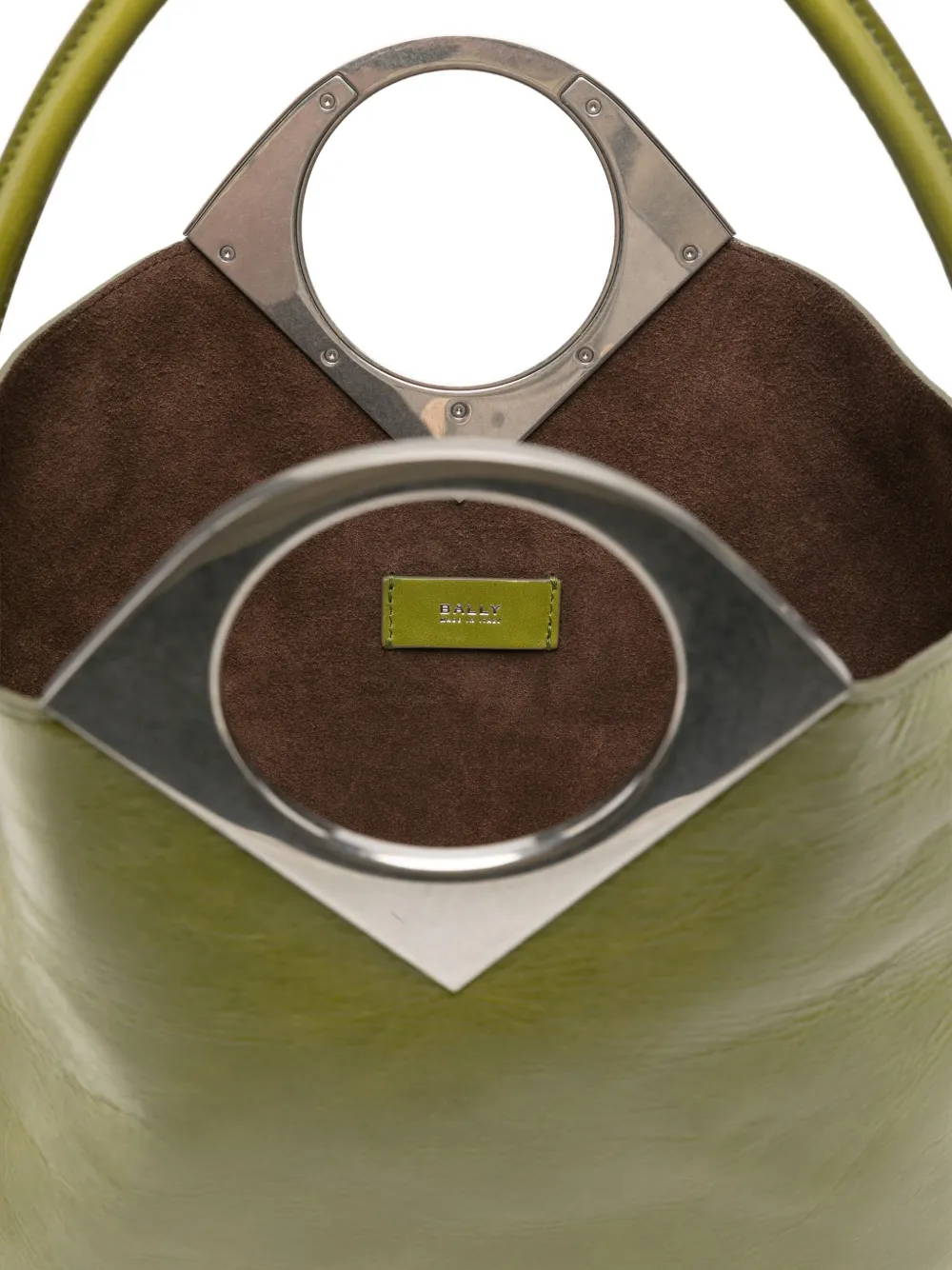 Bally Anni Moon Circular-handle Leather Tote Bag In Green
