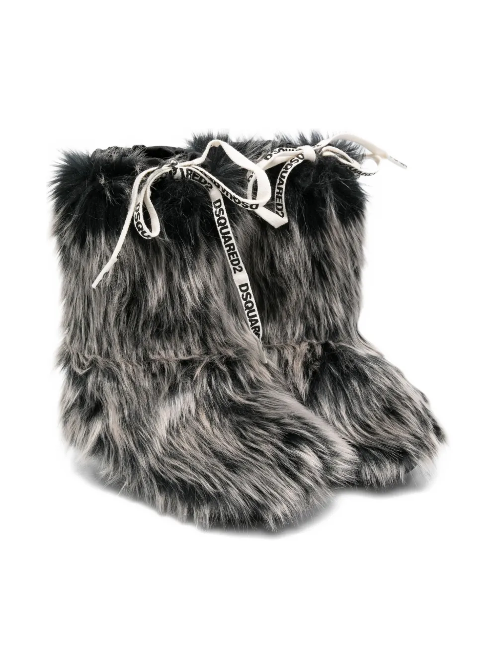 DSQUARED2 KIDS faux-fur lace-up boots - グレー DSQUARED2 KIDS faux-fur lace-up boots - グレー