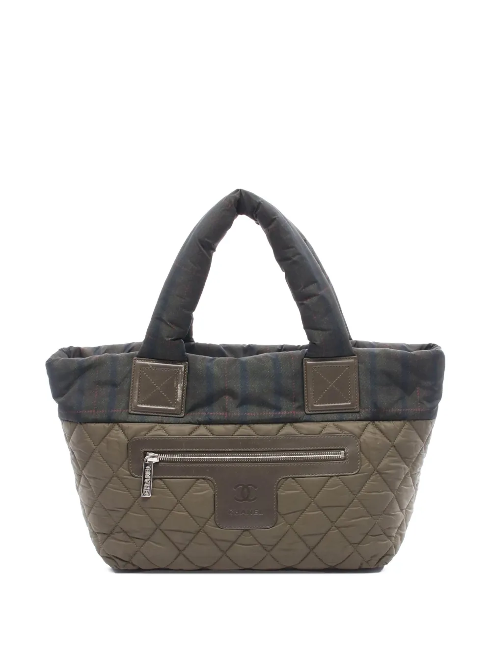 Pre-owned Chanel 2013-2014 Small Quilted Nylon Coco Cocoon Tote Bag In Green