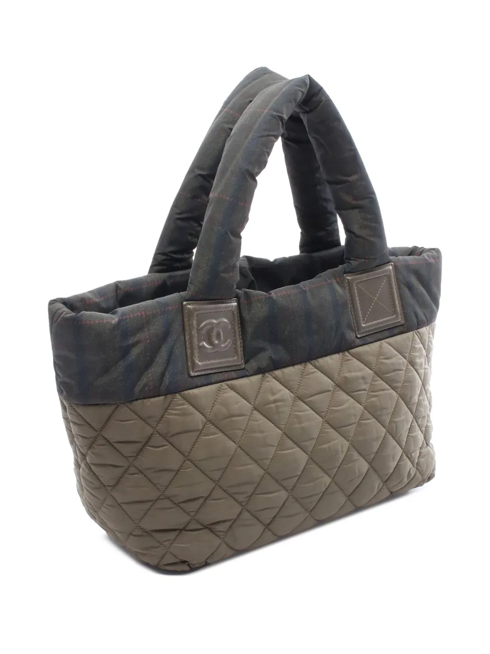 Pre-owned Chanel 2013-2014 Small Quilted Nylon Coco Cocoon Tote Bag In Green