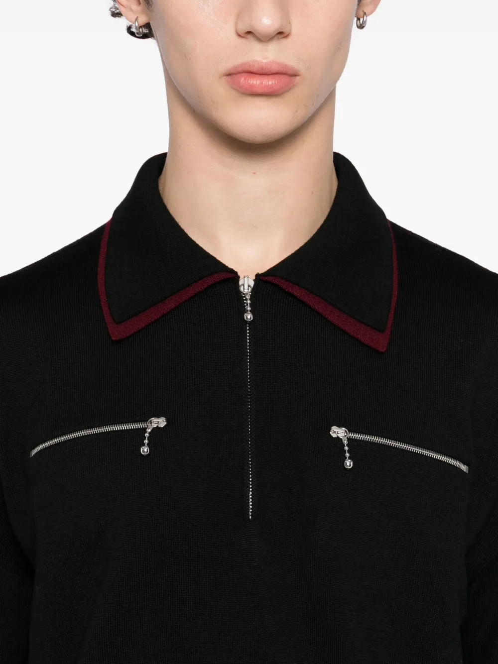 Jil Sander Poloshirt met ritskraag Zwart