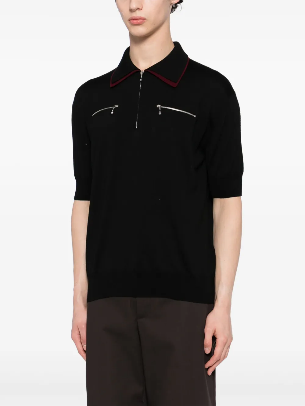 Jil Sander Poloshirt met ritskraag Zwart