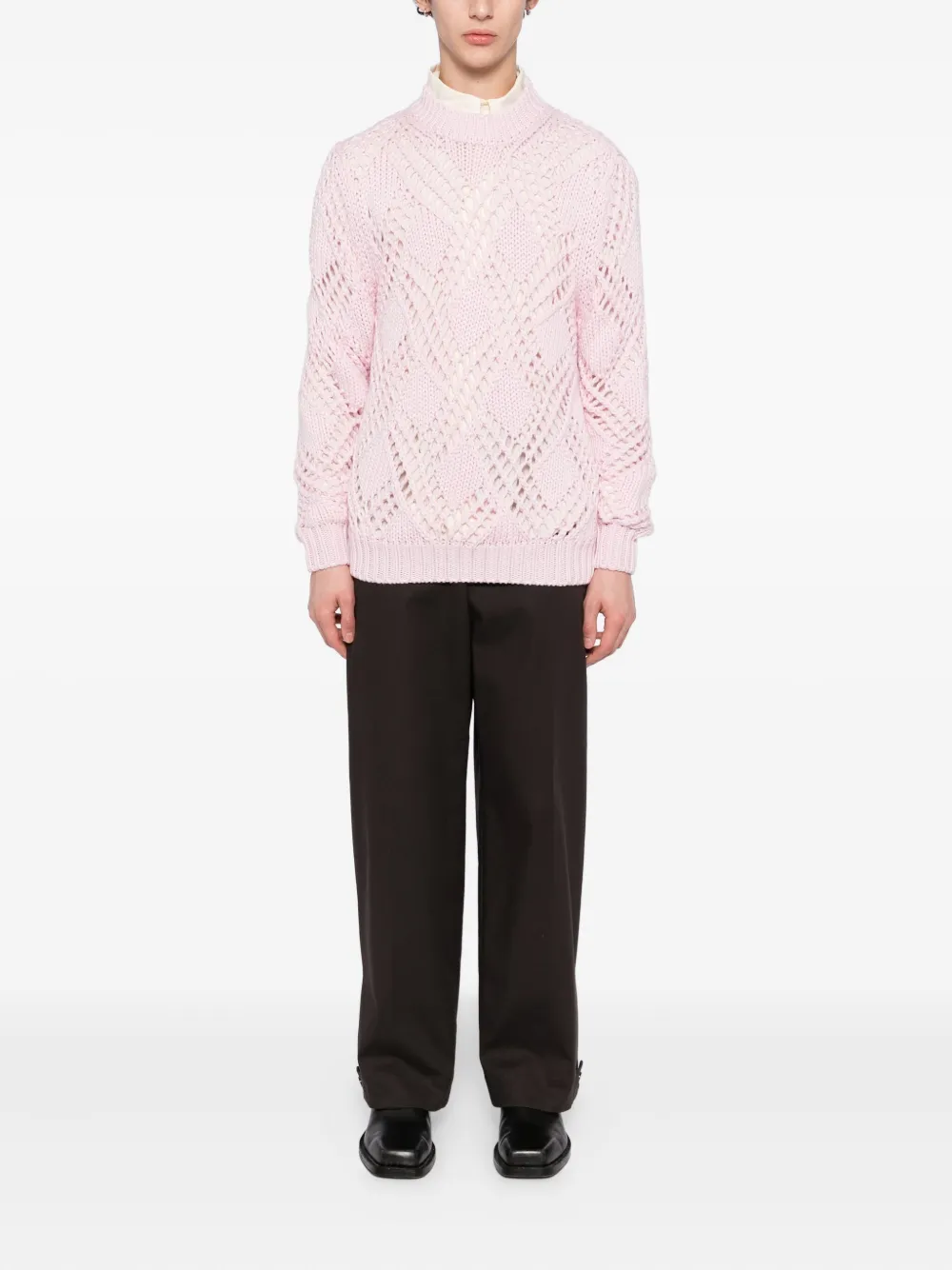 Jil Sander open knit sweater - Roze