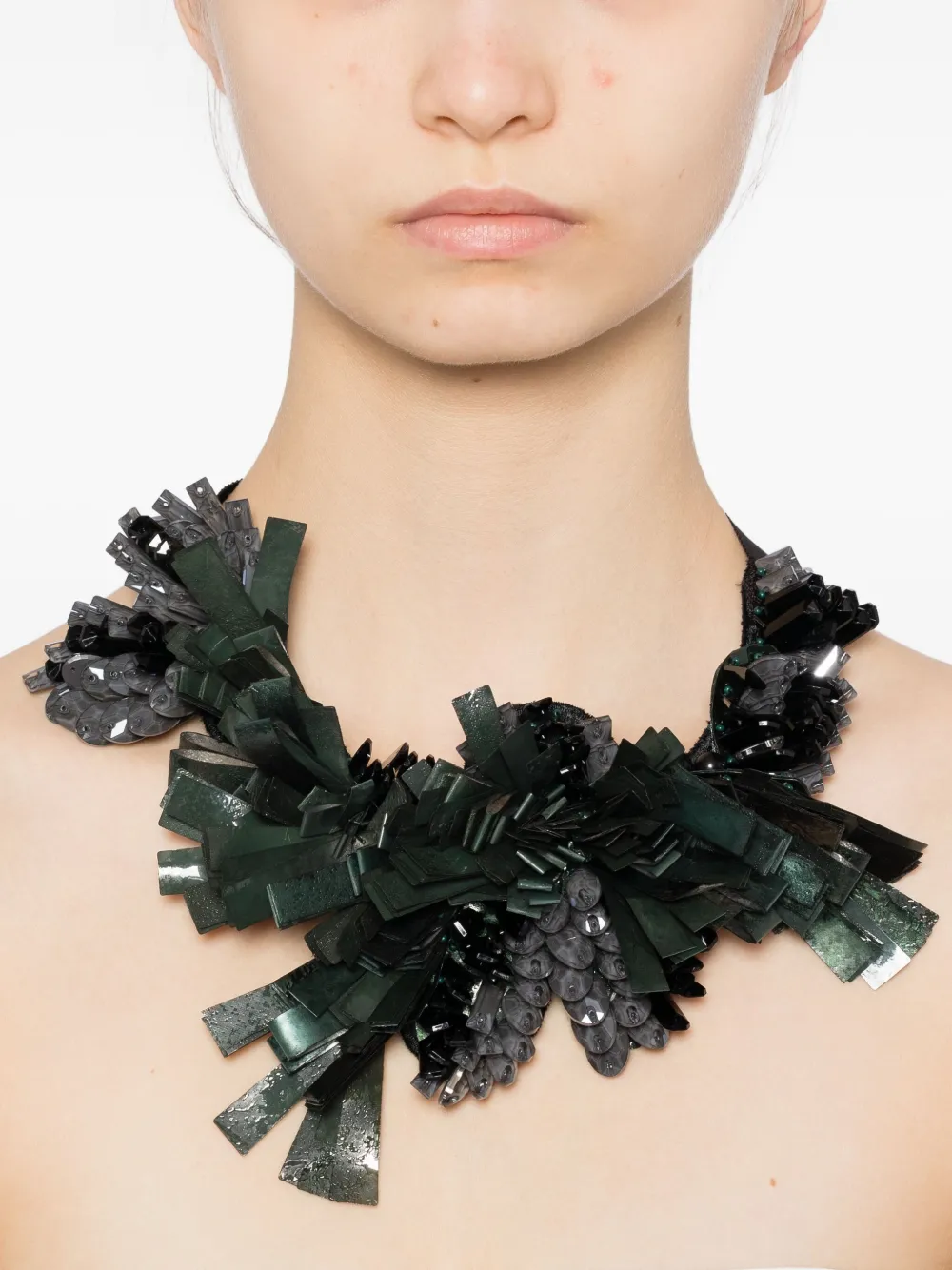 Biyan Halsketting met franje detail en strik - Zwart