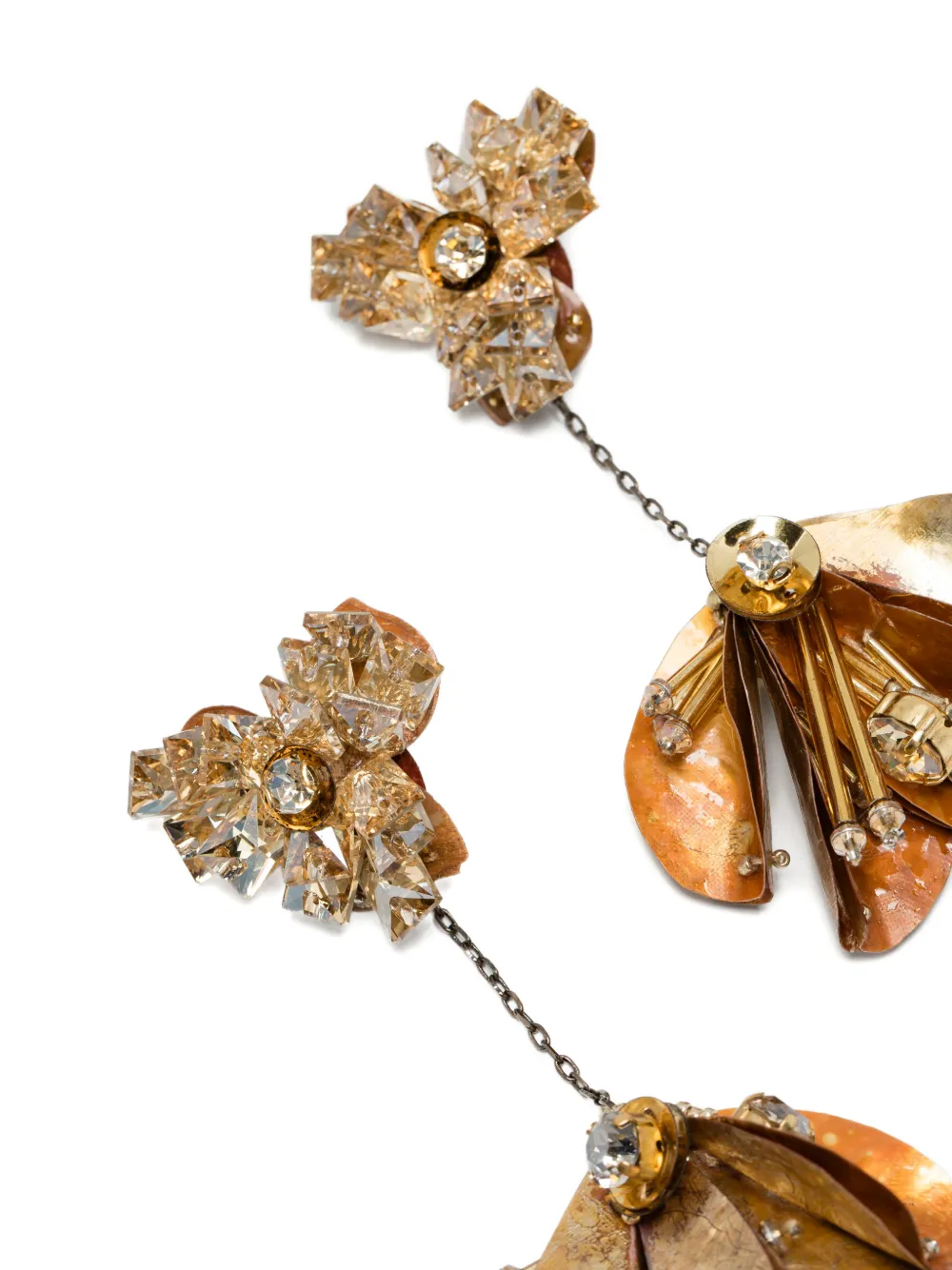 Biyan Crystal-embellished Earrings In Brown