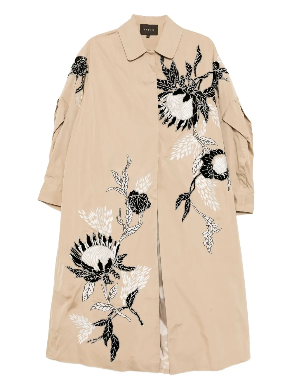Biyan manteau à fleurs brodées | tons neutres | Image 1